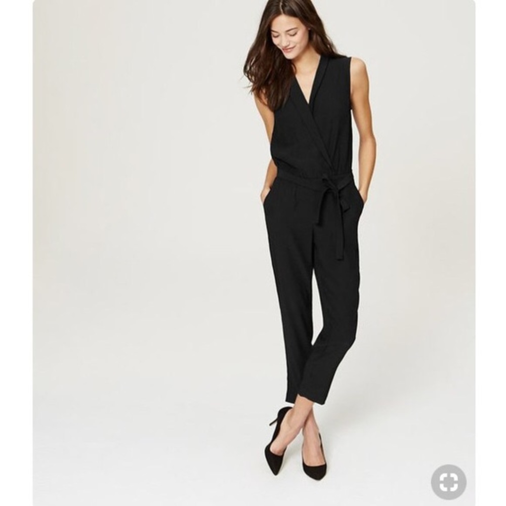 Black LOFT Jumpsuit W Tie Waist and Pockets